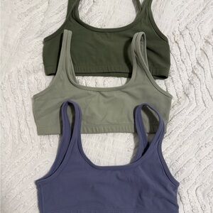 TNA Sports Bras - Olive, Sage, and Lavender